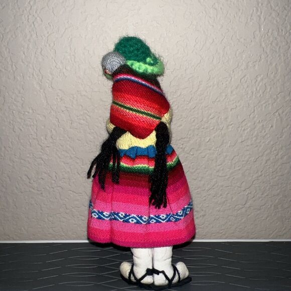 Lot Of 3 Vintage Peruvian Handmade Cloth Stuffed Dolls 7” - Picture 4 of 10